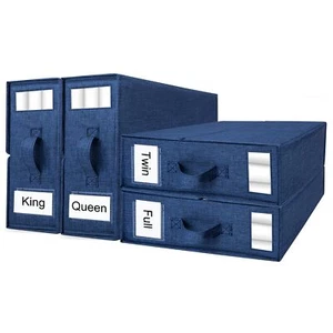 4 Pack Bed Sheet Organizer Twin/full/king/queen Size Foldable Linen Closet Organ - Picture 1 of 7