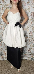 Vintage 80s Bubble Dress Prom Formal Jcpenny Black White Size 12 - Picture 1 of 5