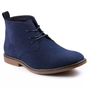Blue Men's Lace up Formal Dress Casual Chukka Oxford Ankle Boots - Picture 1 of 6