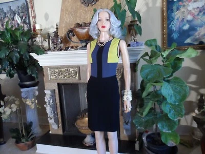 Vestido Jason Wu Resort 2013 Colección Negro Multi Bloque con Borde de Cuero Talla 4 Foto 1 de 4