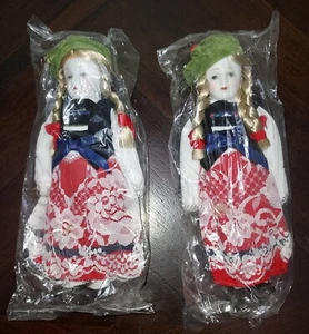 Vintage Dutch Doll Christmas Ornament 7 1/2 in. Set Of 2 - Picture 1 of 10