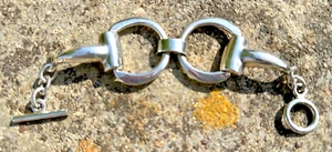 Vintage Mexico Sterling Silver 85.8g!!!! Horse Snaffle Link Bracelet Equestrian - Picture 1 of 4