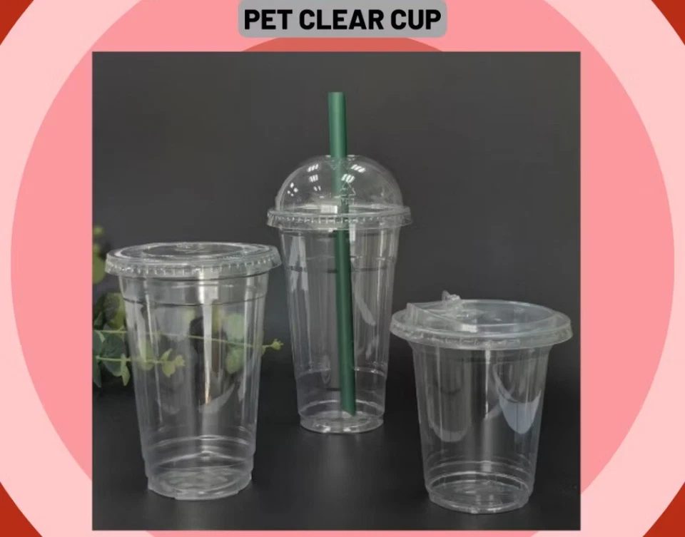 Clear Plastic Cup 12oz 14oz 16oz 20oz / Lid For Cup / Straws Black 8mm (99pcs) - Image 1 of 4