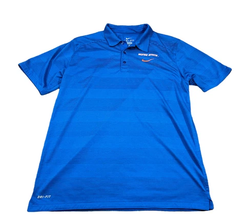 Nike Dri-Fit Boise State Broncos Men's Blue Polo Golf Shirt Size Large Cover