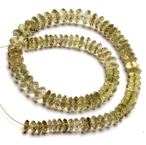 Gemas de prasiolita de amatista verde tamaño de 7 a 9 mm cuentas facetadas en forma de corte alemán 14" - Imagen 1 de 8