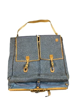 Vintage 90s Hartmann Luggage Garment Bag Tweed Brown Leather Travel - Image 1 of 4