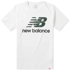 NEW BALANCE ESSENTIALS STACKED LOGO TEE WHITE & CAMO L,XL,2XL - Picture 1 of 1