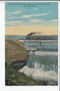 CPA AMERIQUE USA - MONTANA SECTION OF NEW DAM GREAT FALLS PONT TRAIN 1910 ~D25 - Imagen 1 de 2