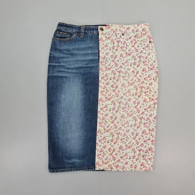 Dolce & Gabbana Womens Denim Skirt IT 40 Knee Length Floral W32 - Image 1 of 4