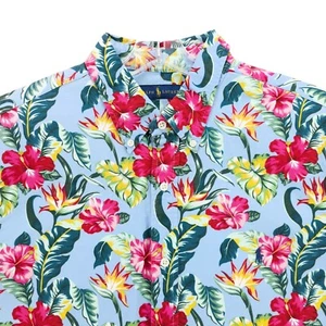 RALPH LAUREN Shirt All Over Print Hawaiian Floral 100% Cotton Short Sleeve XXL - Picture 1 of 6