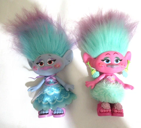 DreamWorks Trolls Dolls Poppy & Branch Blue& Pink Fully Dressed Cover