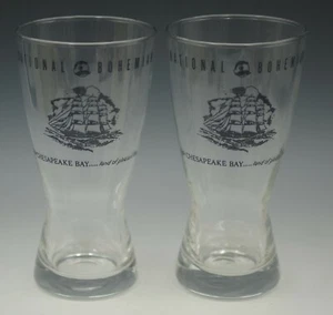 NATIONAL BOHEMIAN BEER WITH MR BOH HEAD VINTAGE CHESAPEAKE 2 BEER GLASSES SHIP - Picture 1 of 6