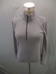 Lou & Grey Size XS Womens Houndstooth 1/2 Zip Stand Collar Office Pullover 961 - Picture 1 of 8