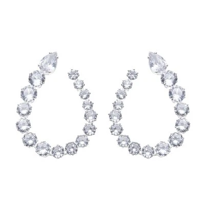 ORECCHINI OTTAVIANI Forma A GOCCIA Argentati OTTONE Placcato Con Zirconi 501160O - Immagine 1 di 4