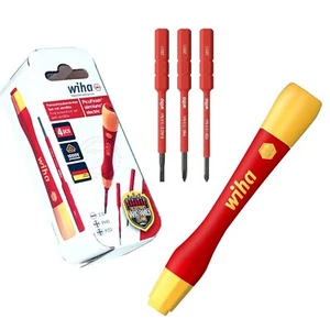 Wiha Electric 4pc 1000V Mini Insulated VDE PicoFinish SlimBit Screwdriver Set - Picture 1 of 6