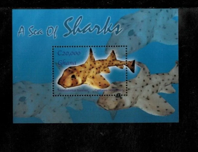 Ghana 2004 - Sharks - Souvenir Stamp Sheet - Scott #2453 - MNH - Image 1 of 1
