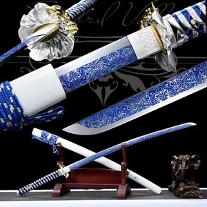 Handmade Katana/Samurai Sword/Carbon Steel/High-Quality Blade/Silver/Japanese - Picture 1 of 11