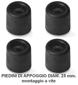 PIEDINI 4 pz EXTRA FORTE diametro 25 mm H 24 MONTAGGIO VITI -mobili e industria - Imagen 1 de 2