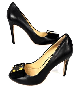 Tory Burch Black Leather Heels Pumps w/ Black Bow Accent 3"Heels Women's Size 7M - Picture 1 of 12