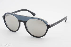 Occhiali da sole uomo Emporio Armani EA4067 5520/6G rotondi specchiati montatura blu 54 mm - Foto 1 di 9