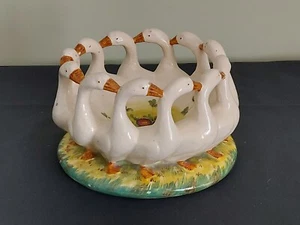 Rare Antique / Vintage CIRCLE OF 12 GEESE Centerpiece BOWL Made in Italy Signed - Picture 1 of 14