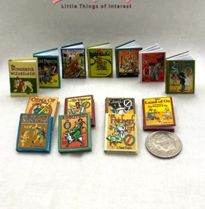 THE WIZARD Of OZ Books 14 Pc 1:12 Scale Illustrated Readable Miniature Books - Picture 1 of 7