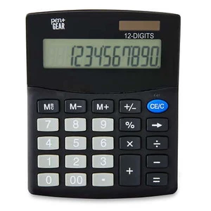 12-Digit Mini Desktop Calculator, Black - Picture 1 of 3
