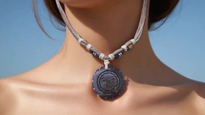 Collar de nudo de cordel Wild Trib hippie tribal bohemio madera con cuentas al sol - Imagen 1 de 2