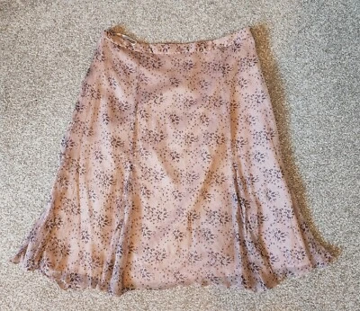 Night by Birger et Mikkelsen Floral Powder Pink 100% Silk Skirt Size 40/14UK  - Image 1 of 4