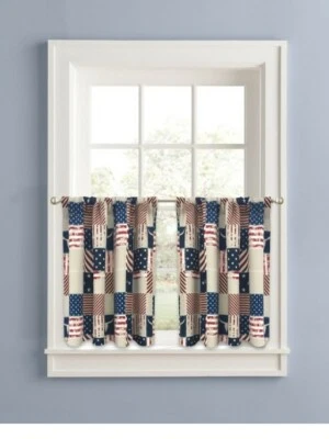 Better Homes & Gardens Steers & Stripes Curtain Panels 2 pc set. 30 X 24  new - Image 1 of 3