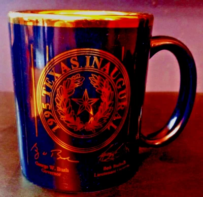 Taza de café día inugural del gobernador de Texas George Bush 1995 rara Foto 1 de 3