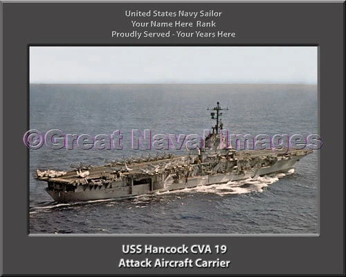 USS Hancock CVA 19 Personalized Canvas Ship Photo 3 Print Navy Veteran Gift - Image 1 of 1
