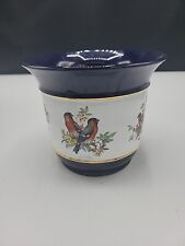 Vintage Planter/ bowl with gold trim and birds 6.25" x 5.75" Very pretty cobalt 