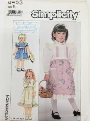 Simplicity 8463 child's dress and apron sew pattern size 5 vintage - Image 1 of 3