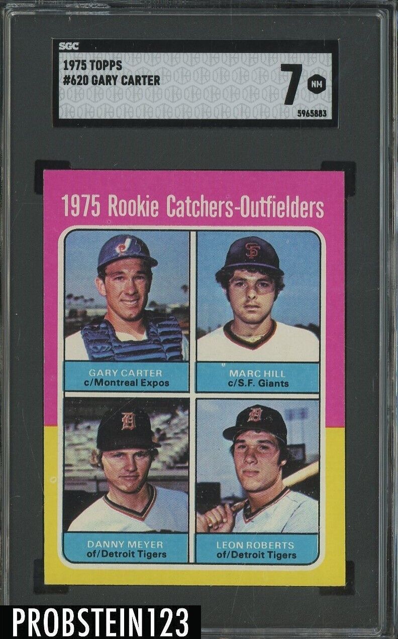 1975 Topps #620 Rookie Catchers Outfielders w/ Gary Carter RC HOF SGC 7 NM