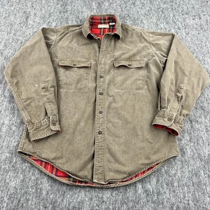 Vintage LL Bean Plainsmen Shirt Mens Medium Brown Flannel Lined Made USA 80s - Picture 1 of 17