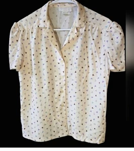 Vintage Women Button Down Blouse Size 14 - Picture 1 of 3