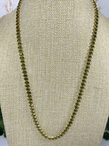 Long Green Crystal Navette Rhinestone Chain Necklace Gold Tone 328 - Picture 1 of 13