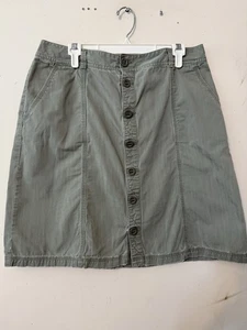 EDDIE BAUER DISTRESSED SEAMED HIPPIE OUTDOOR ACTIVE CLASSIC KHAKI GREEN SKIRT 14 - Picture 1 of 24