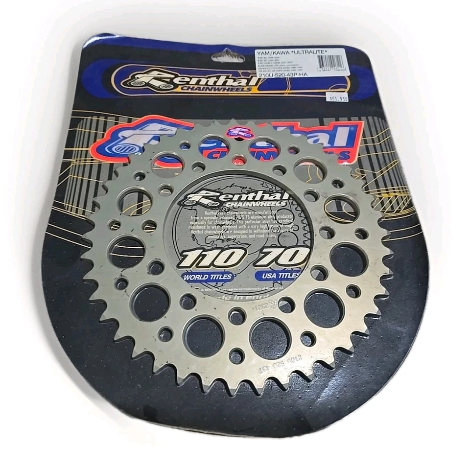 Задняя сверхлегкая звездочка Renthal 520 210U-520-43P-HA 43 зуба подходит для R1 R6 - Изображение 1 из 4