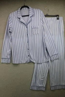 Liz Claiborne Long Sleeve Button Up Pajama Set-Pockets-Large-Stripes-Soft-Cozy - Image 1 of 4