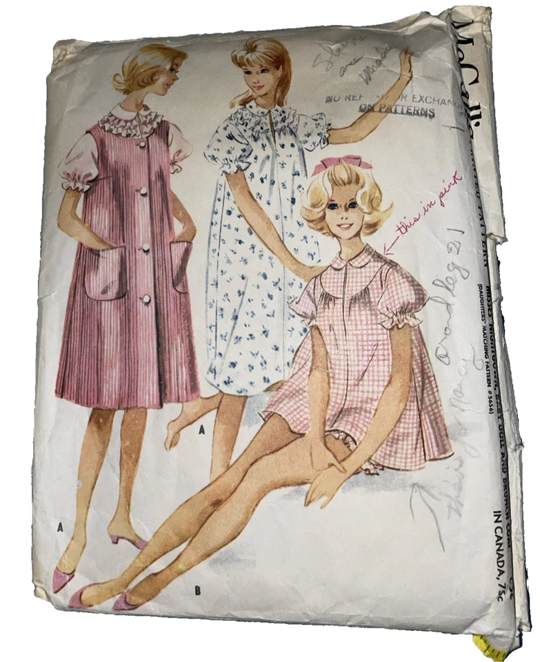 Vintage 1960 McCall's 5649 Nightgown Baby Doll Brunch Coat Housecoat Sz 10/12 - Image 1 of 2