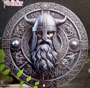  RETRO - ESCUDO GUERRERO VIKINGO - LETRERO REDONDO DE HOJALATA 20 cm Nuevo Artículo de Regalo Funky (Plano) - Imagen 1 de 2