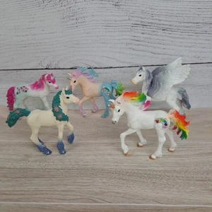 Lot Of 5 Schleich Foal Horses Pegasus Bayala Rainbow Jewled Unicorn Flower - Picture 1 of 18