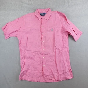 Polo Ralph Lauren camicia Caldwell lino uomo piccola rosa maniche corte - Foto 1 di 6