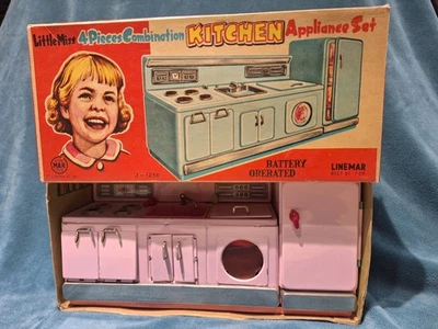 Linemar Little Miss 4 Pieces Combination Kitchen Appliance Set  Japan Battery - Image 1 of 4