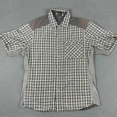 Camisa Club Ride Para Hombres Grande Gris Manga Corta Perla Bolsillos a Presión Ciclismo Cuadros Foto 1 de 4