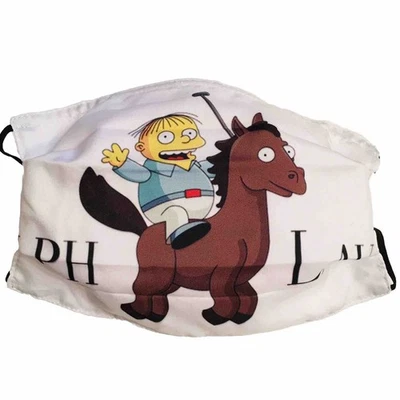 Ralph Wiggum Cartoon Face Mask adjustable, nose guard, filter pouch 2 Filters - Image 1 of 3