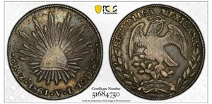 1861 ZS VL MEXICO 8 REALES SILVER COIN PCGS VF35 - Picture 1 of 4