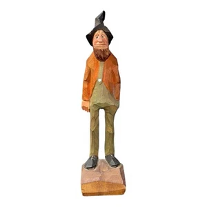 FIGURA DE COLECCIÓN FIRMADA POR DAVID RAUCH TALLADA A MANO DE MADERA COUNTRY HILLBILLY - Imagen 1 de 6